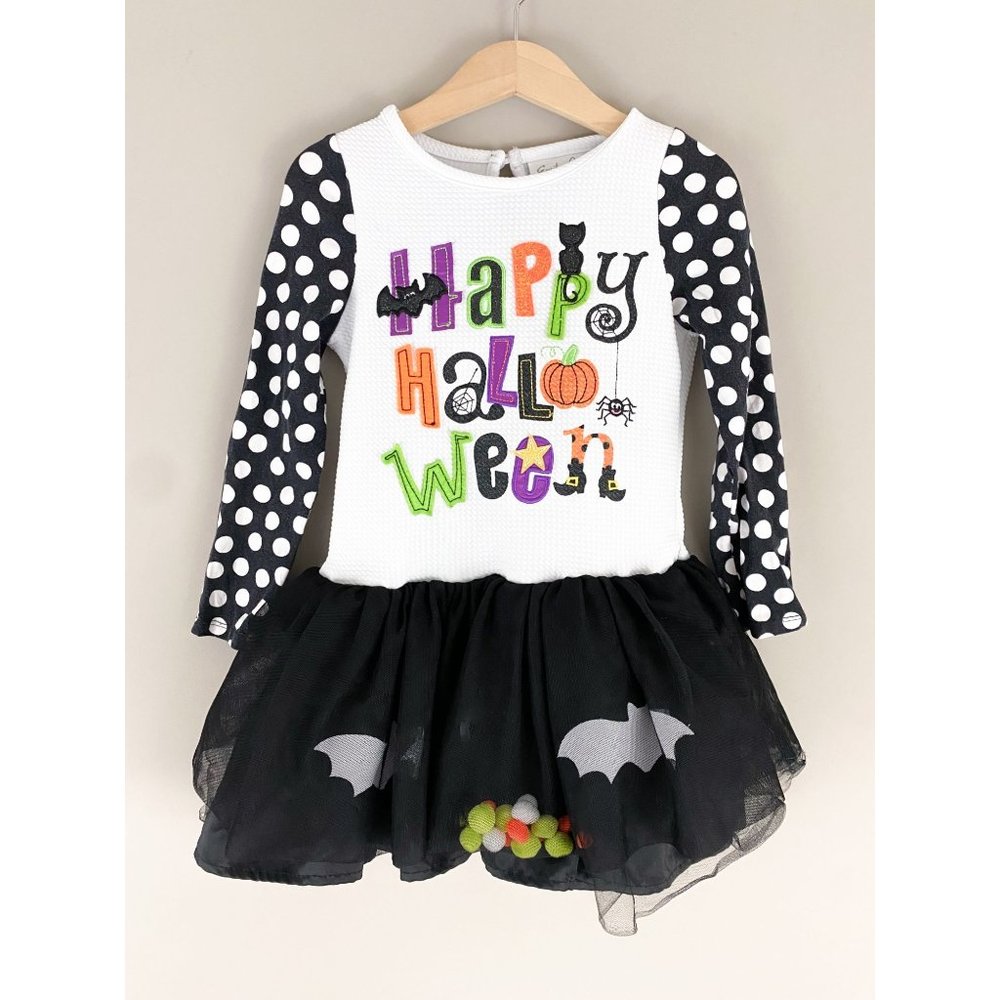 Emily Rose Happy Halloween Tutu Long Sleeve Pom Pom Tunic Dress 5